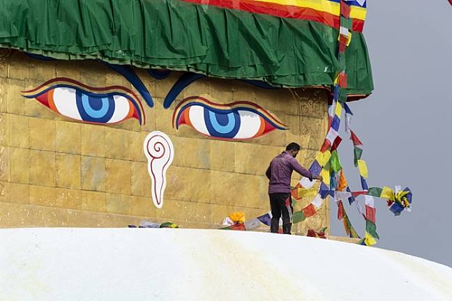 Meaning of prayer flags Bodhnath stupa kathmandu A Harrison