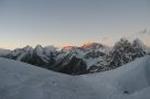 View of sunset over Everest from Mera Peak High Camp . Image by J Brine