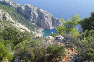 Looking down at the sea view whilst walking in Gelidonia