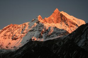 Sunrise in the Annapurna Sanctuary. Image by P Allan