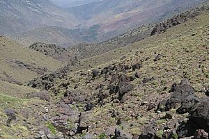 View down the valley to Tizi Oussem. Image by A Nuttall