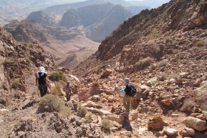 On trek, descent to Ras el Feid