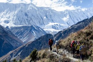 Walking to Tilicho Lake. Image by A Harrison