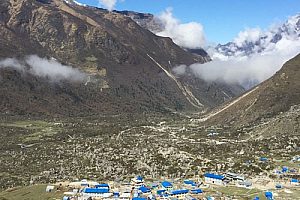 Views down to Kyanjin Gompa