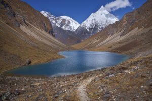 View of Mount Chomolhari & Jitchu Drake from Phu Lake. Image by N McCooke