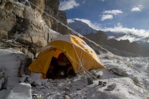 Snowy campsite on trek. Image by J Hughes