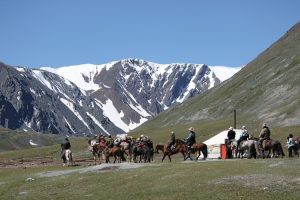 On horseback