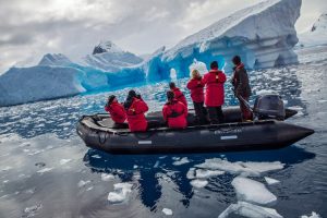 Antarctic zodiac excursion