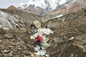 On trek to South Inylchek Glacier Base Camp