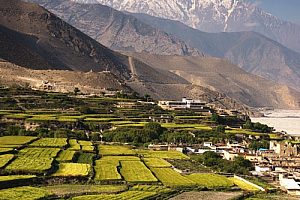 Views of Kagbeni village, trekking in the Mustang region