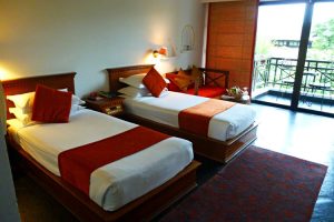 Bedroom in the Shangri La Hotel