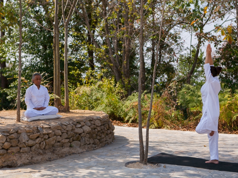 Outdoor yoga session